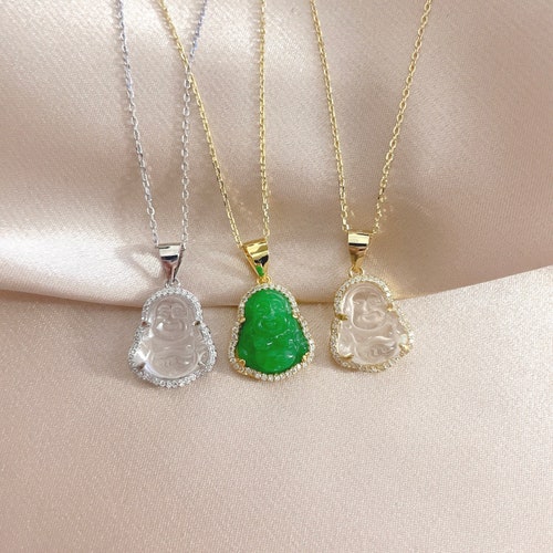 925 Sterling Silver Mini Jade Buddha 