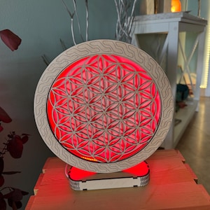 Flower of Life LED Lamp – Laser-Cut Wooden Sacred Geometry Light
