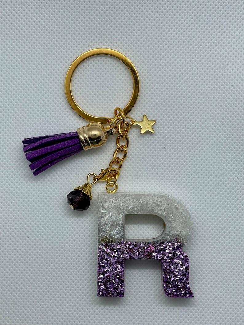 Personalized Resin Letter Keychain - Etsy