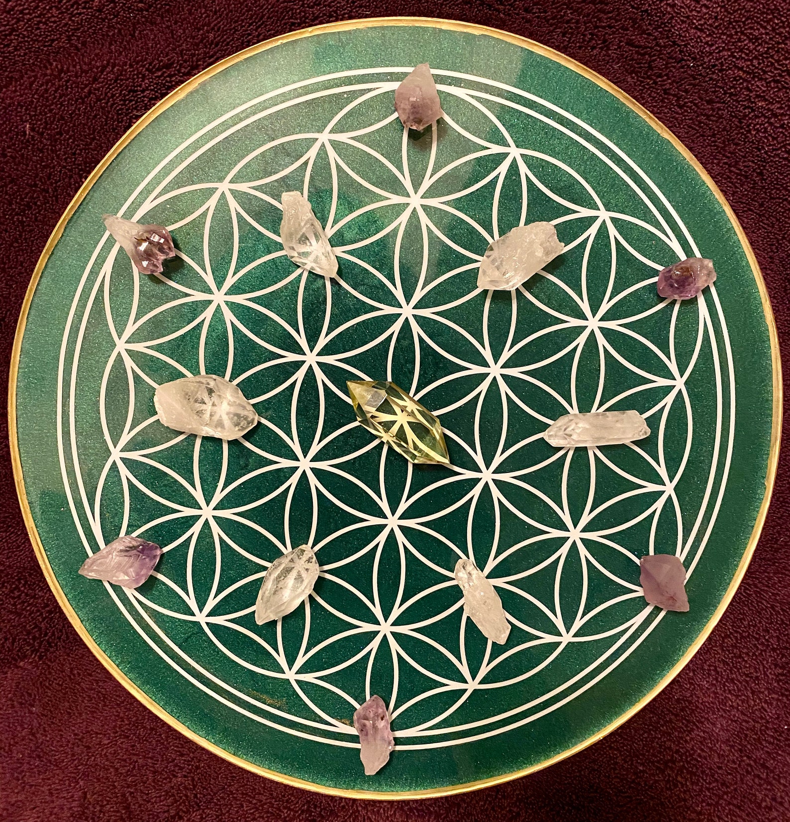 Crystal Grid Sacred Geometry Flower of Life Resin Etsy