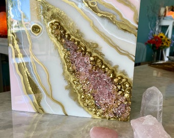 Pink & Gold Geode Art