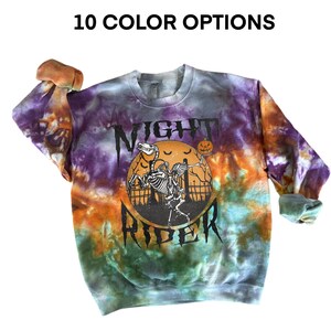 Night rider Halloween tie dye shirt/crewneck . Spooky season. Vintage Halloween.