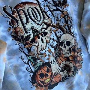 Orange and black spooky classic Halloween tie dye shirt/crewneck . Spooky season. Vintage Halloween.