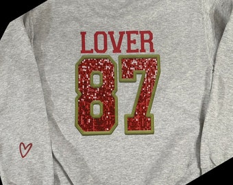 Taylor and Kelce Lover Crewneck (faux sequins)