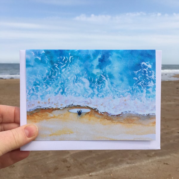 Moment of Calm - Art Greetings Card, Beach card, Surf card, Surfing Birthday card, Surf Gift