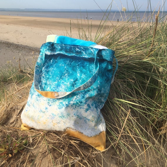 Coastal Daydream Tote Bag - Organic Cotton, Beach Bag, Surf Fashion, Ocean Shoulder Bag, Coastal Gift, Birthday Present, Christmas Gift