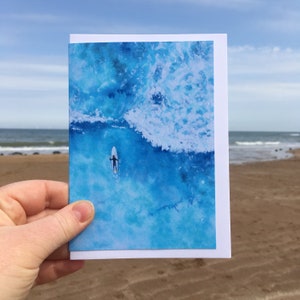 The Paddle - Art Greetings Card, Beach card, Surf card, Surfing Birthday card