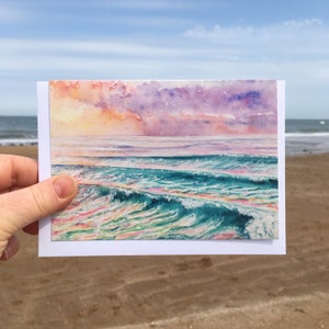 Versprechen - Kunst-Grußkarte, Strandkarte, Surfkarte, Surfen-Geburtstagskarte, Surf-Geschenk