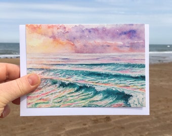 Versprechen - Kunst-Grußkarte, Strandkarte, Surfkarte, Surfen-Geburtstagskarte, Surf-Geschenk