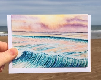 Hope - Kunst Grußkarte, Strand Karte, Surf Karte, Surfen Geburtstagskarte, Surf Geschenk, Sonnenuntergang Karte