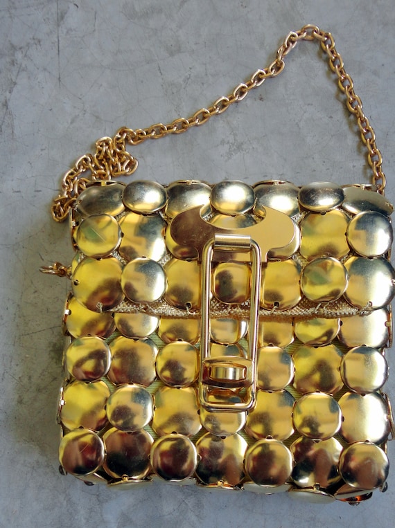 rare vintage bag gilded 80s style paco rabanne