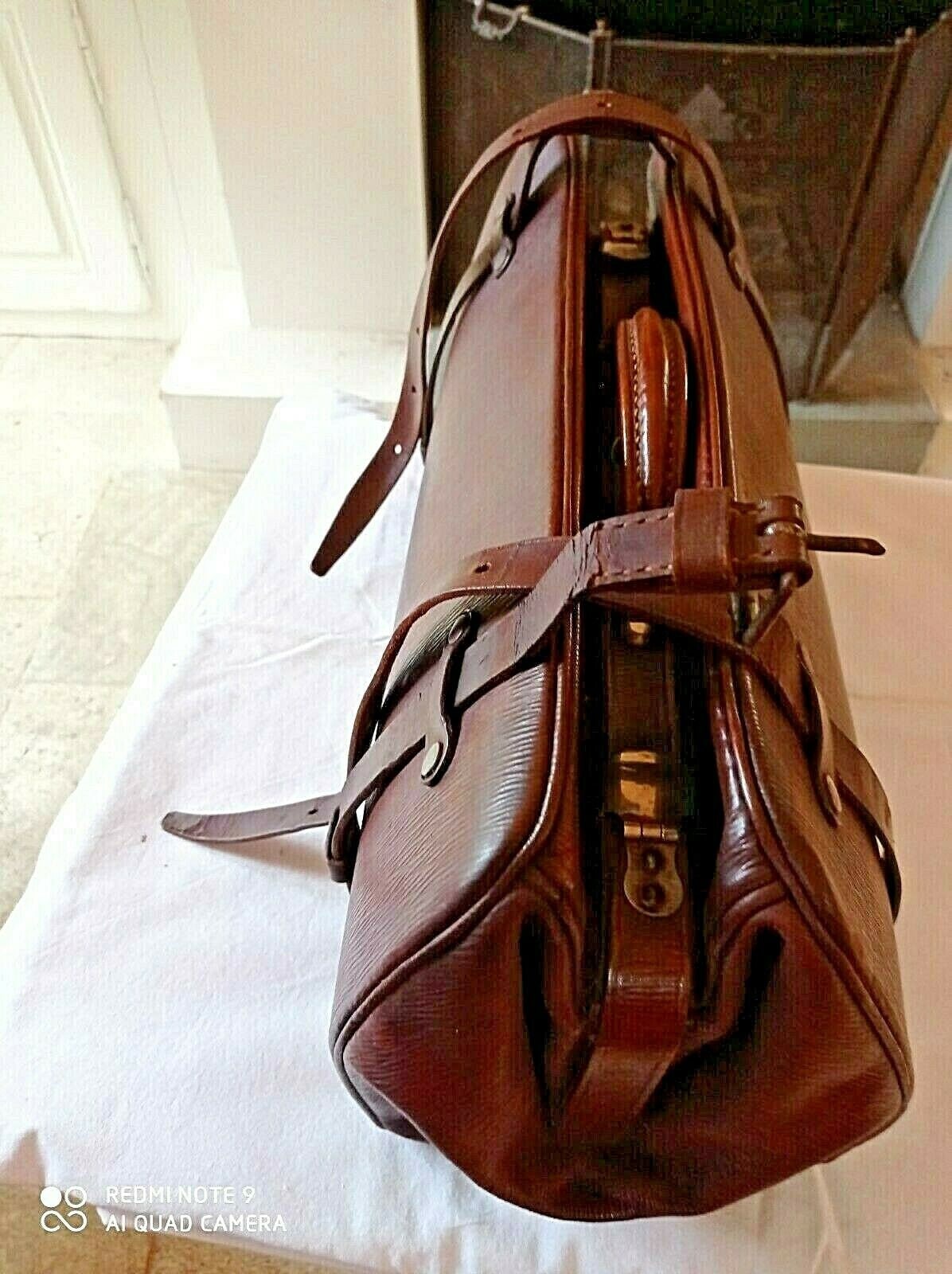 Vintage Antique Leather Gladstone Bag Bookies Bag - The Hoarde Vintage