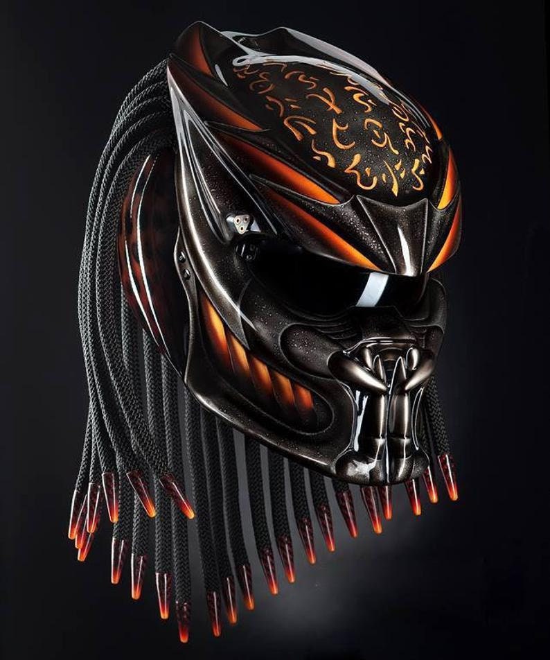 Nero orang fuoco Predator casco moto ECE e Dot | Etsy Italia