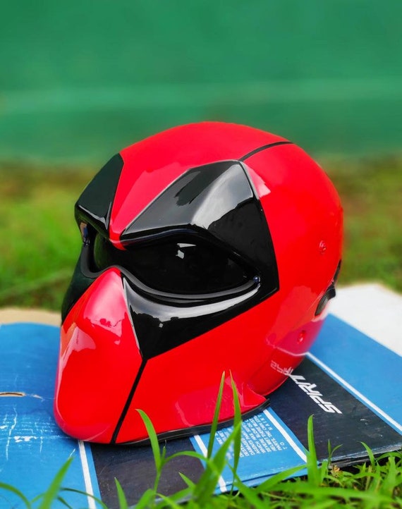 Custom Deadpool Red Helmet For Motorcycle approved DOT/ECE 