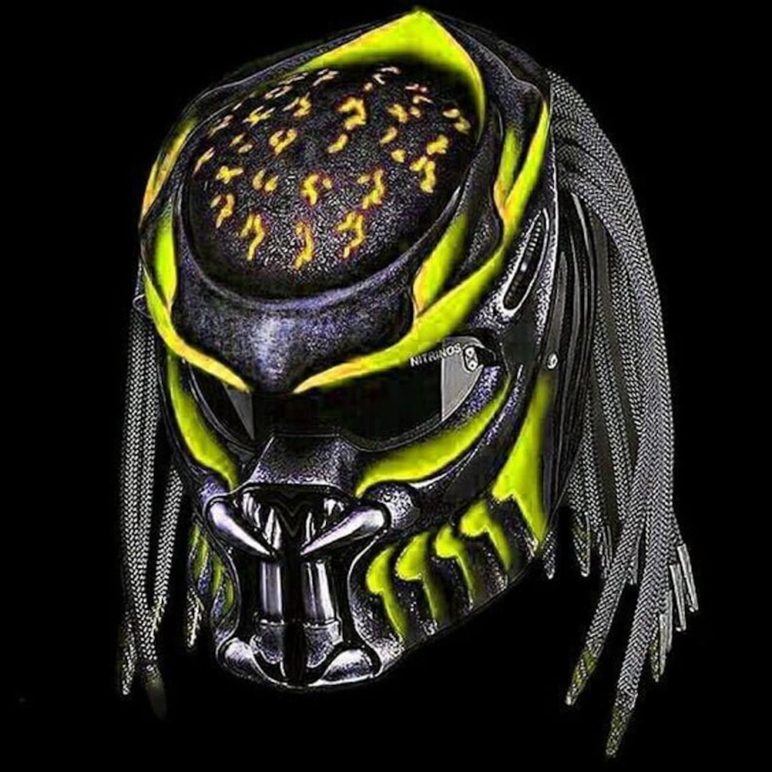 Yellow character Predator helmet motorcycle ECE and Dot | Etsy