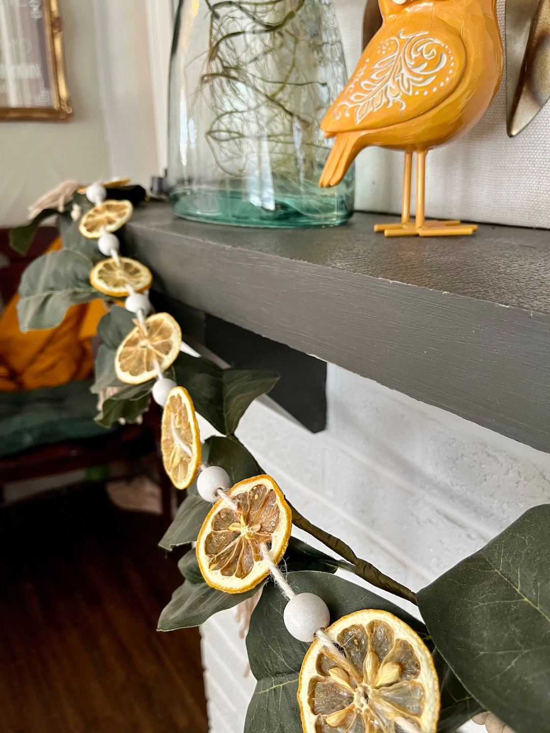 Dried Lemon Garland, Lemon Garland, Natural Lemon Decor, Natural