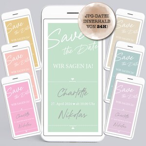 Digitale Save the Date Karte "Wunschfarbe" zum versenden per WhatApp oder E-Mail