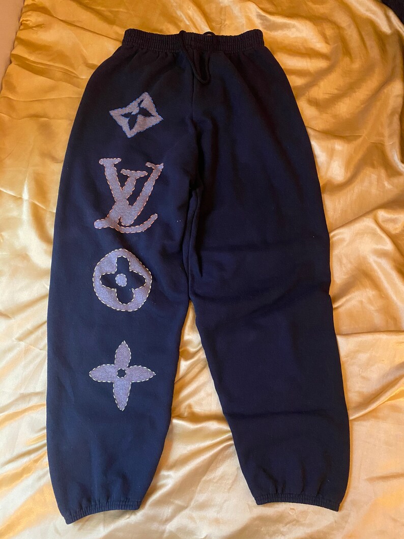 Louis Vuitton inspired bleached & neon stitched sweatpants | Etsy