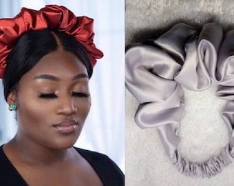 XL Scrunchie Satin Headband. No Plastic Headband. Ruffle Women Scrunchy Headbands. Women Fashion Boho Hair accessories. Eco Friendly gift