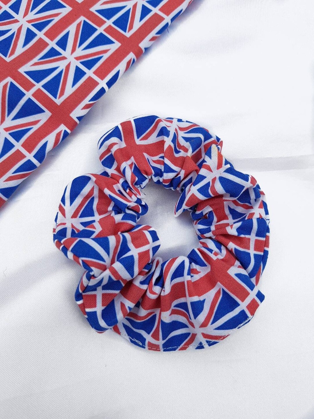 King Charles Coronation Scrunchie. Union Jack Hair Scrunchies. Queen