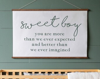Sweet Boy Nursery Sign: Hanging Cotton Canvas Wall Decor | 070