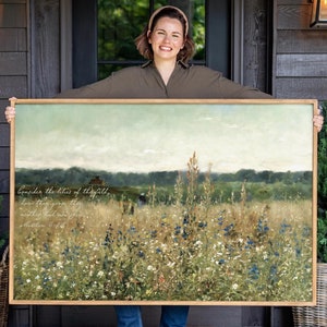 Large Christian Wall Art | Vintage Scripture Art | Consider The Lilies Of The Field | Canvas Wall Art | Botanical Floral Art | F170