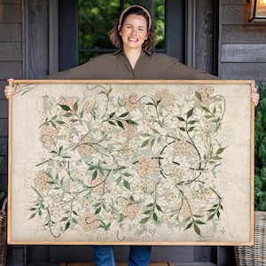 Botanical Textile Wall Art | William Morris Textile Canvas Print | Floral Wall Decor | Canvas Wall Art | Botanical Floral Art | F175