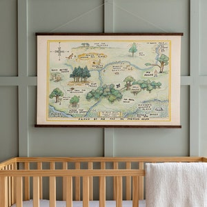100 Acre Woods Hanging Canvas Map | 100 Acre Woods Map Sign | Hanging Canvas | Canvas Hanger | Nursery Canvas | 154