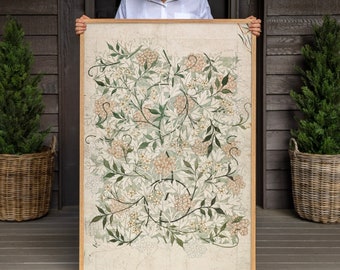 William Morris Botanical Cotton Canvas Art Print: Vertical Textile Wall Decor | F151