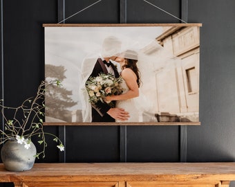 Custom Wedding Photo Canvas Print with Hanging Frame