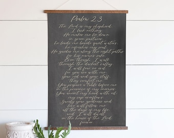 Scripture Sign | The Lord Is My Shepherd Sign | Psalm 23 Canvas Sign | Scripture Sign | Christian Signs | Canvas Hanging | 127