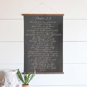 Scripture Sign | The Lord Is My Shepherd Sign | Psalm 23 Canvas Sign | Scripture Sign | Christian Signs | Canvas Hanging | 127