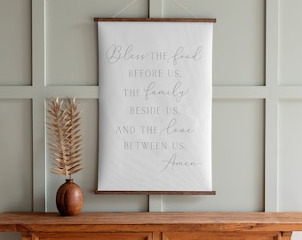 Bless The Food Canvas Sign: Christian Dining Room Decor | 339