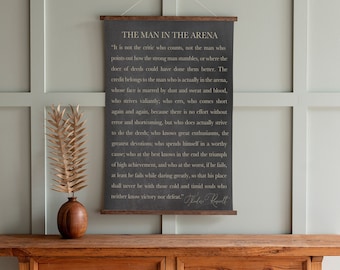The Man In The Arena Sign | Inspirational Sign | Canvas Hanging | Hanging Frames | Living Room Sign  | 126