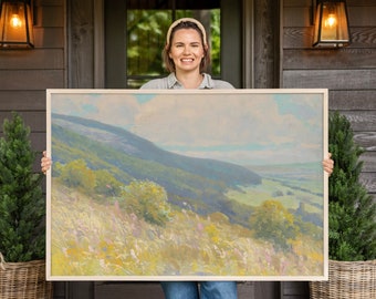 Framed Landscape Canvas Print: Vintage Oil Painting Wall Art | F163