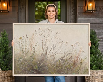 Vintage Wildflower Framed Canvas Art: Botanical Wall Decor | F160