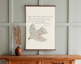 Kids Scripture Art | John 14:27 Bible Verse Print | Dove Wall Art | 467