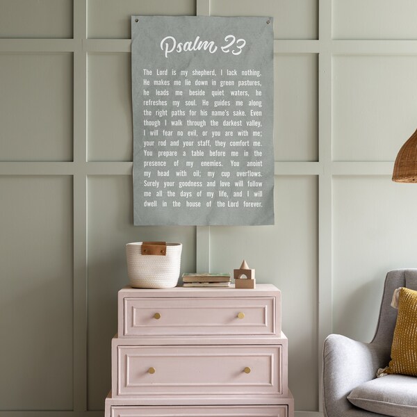 Banderole pour chambre d'enfant Psaume 23 : décoration de chambre d'enfant neutre | 164