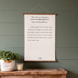 The Secret Garden Book Page Sign | Book Page Signs | Frances Hodgson Burnett | Canvas Sign | Hanging Frames | 300