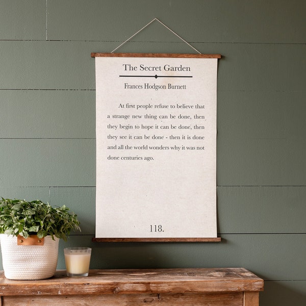 The Secret Garden Book Page Canvas Sign - Frances Hodgson Burnett | 300