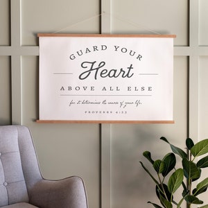 Proverbs Scripture Sign | Guard Your Heart Sign | Living Room Sign | Hanging Canvas | Canvas Wall Decor | Bedroom Sign | 322