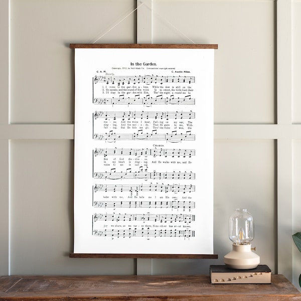 In The Garden Hymn Sheet Sign | Music Sheet Signs | Hymnal Canvas Sign | Hanging Canvas | Christian Signs | Hanging Frames | 273