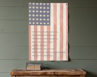 America The Beautiful Lyrics American Flag | American Flag | Patriotic Decor | July 4th Decor | USA Decor 463