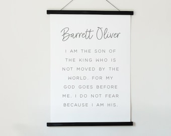 Son of a King Sign: Boys Name Canvas Hanging, Bible Verse Art