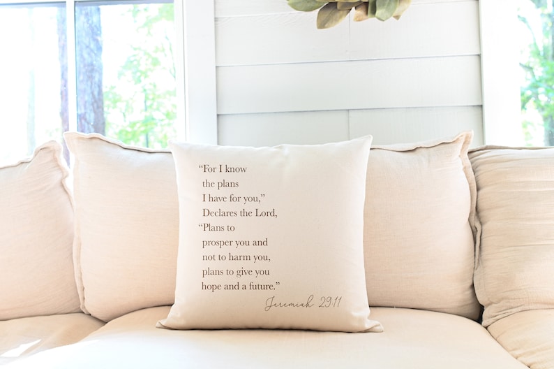 Living Room Pillow Bible Verse Pillow Jeremiah 29:11 Pillow Home Decor Pillow Throw Pillows Pillow Covers 18x18 Scripture Pillows