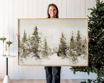 Winter Wall Art | Vintage Christmas Tree Wall Decor | Canvas Wall Art | Christmas Decor | Extra Large Wall Art | Framed Canvas Art | F626