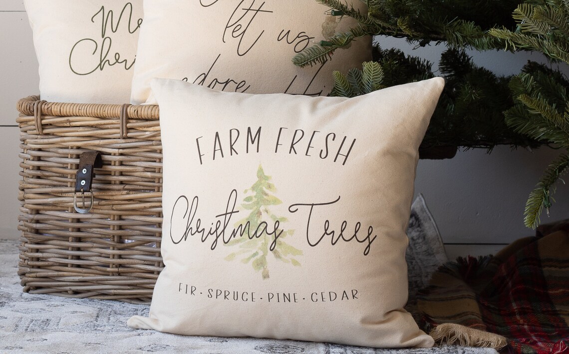 Christmas Pillow Farm Fresh Christmas Trees Pillow Etsy