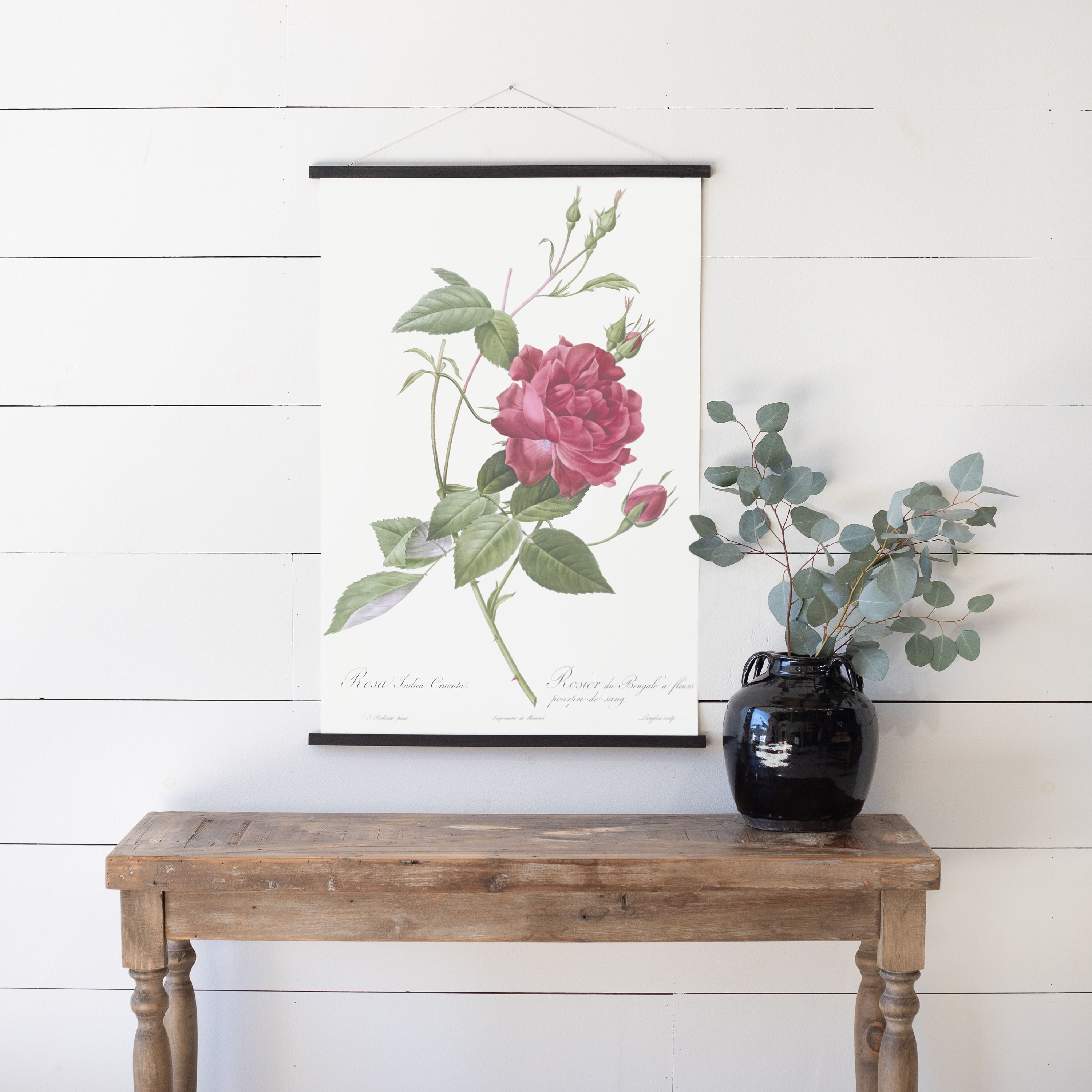 Red Rose Print Canvas Wall Art Botanical Decor Hanging | Etsy