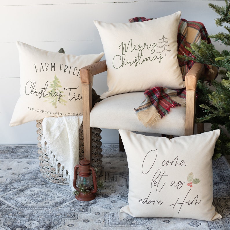 Christmas Pillow Farm Fresh Christmas Trees Pillow Etsy