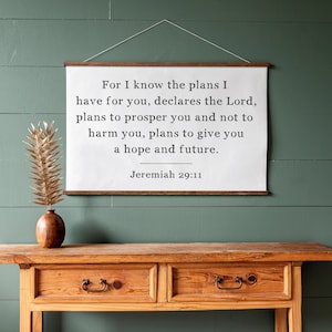For I Know The Plans I Have For You Sign | Living Room Sign | Christian Signs | Hanging Canvas | Jeremiah 29:11 | Scripture Signs | 076